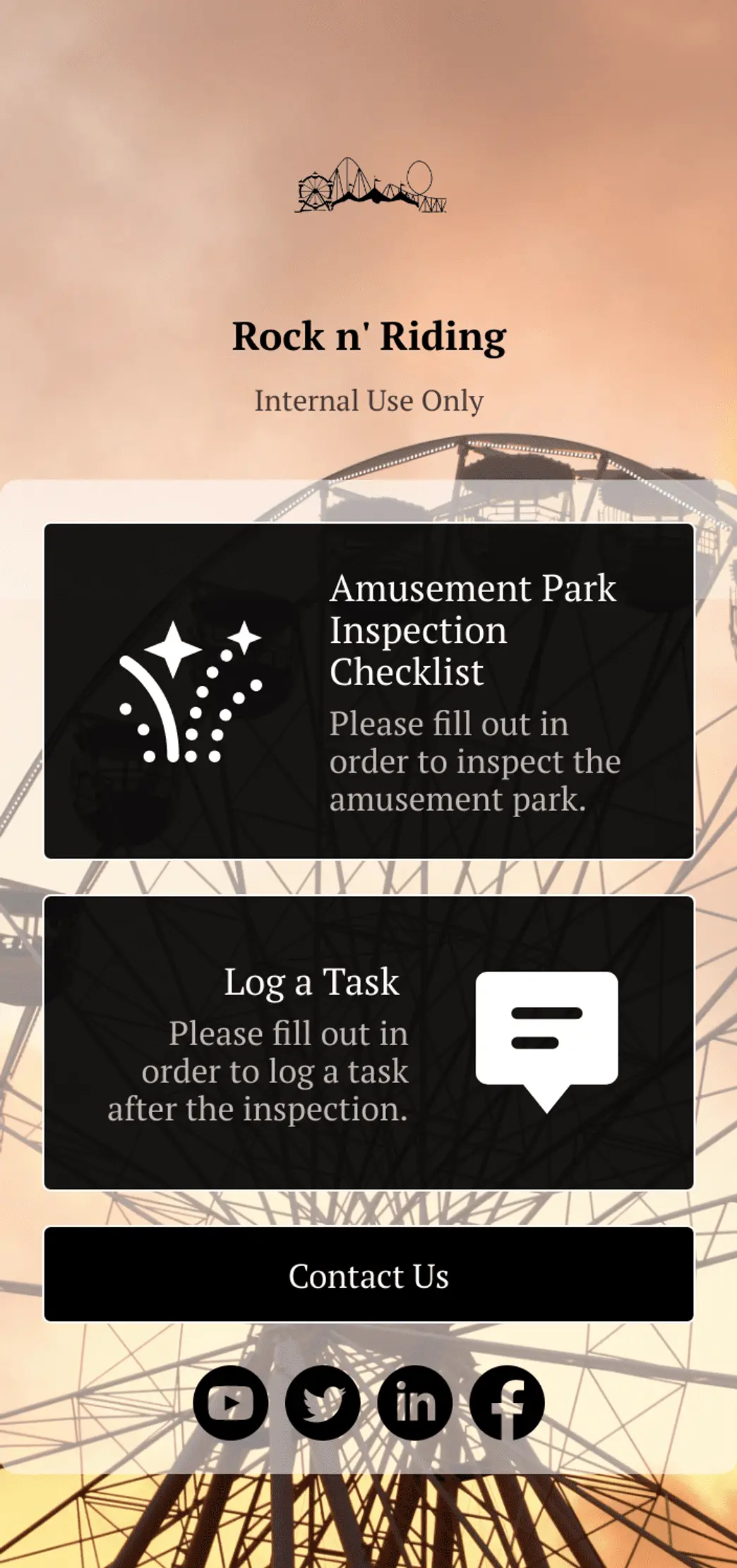 Amusement Park Inspection Checklist App