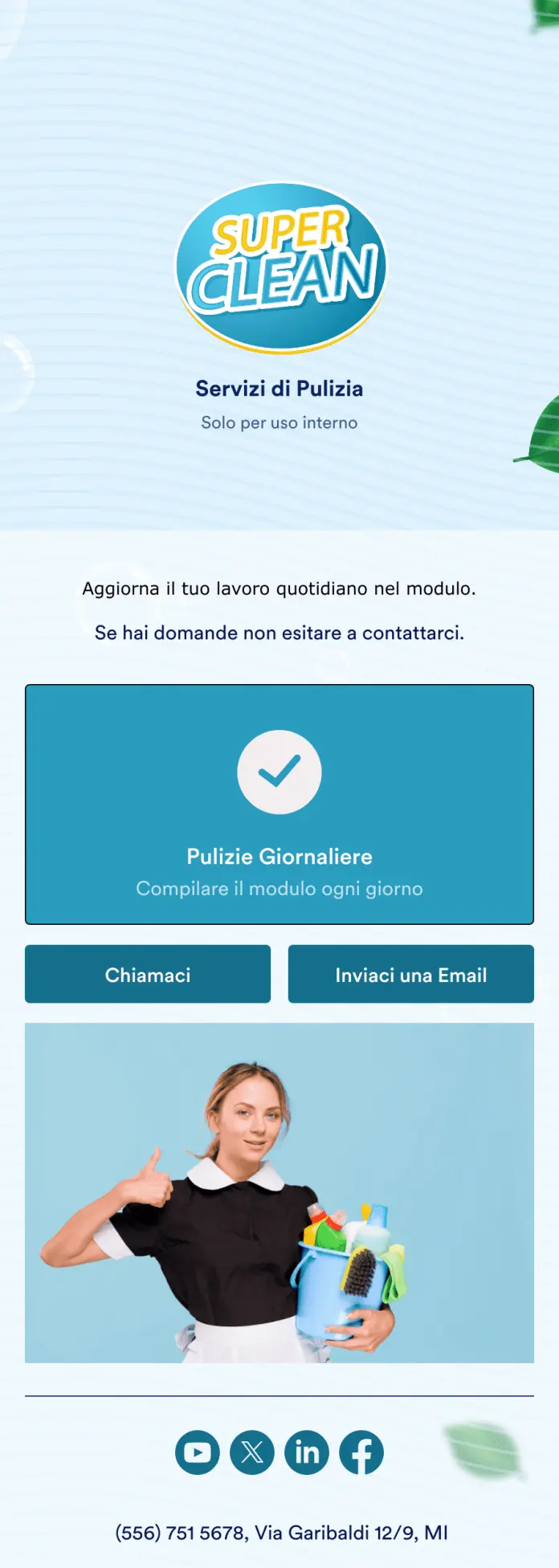 App di Registrazione Pulizie Quotidiane Ufficio