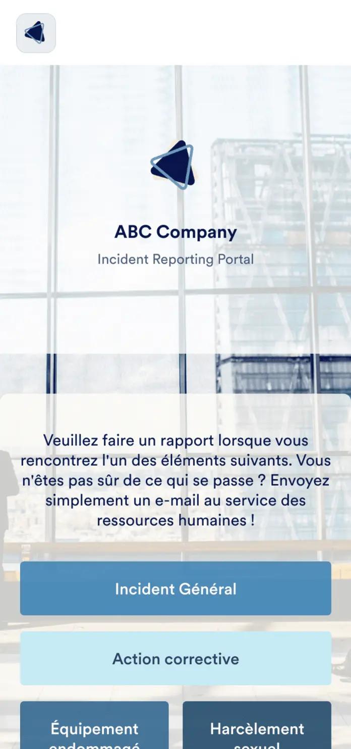 Application de rapport d'incident