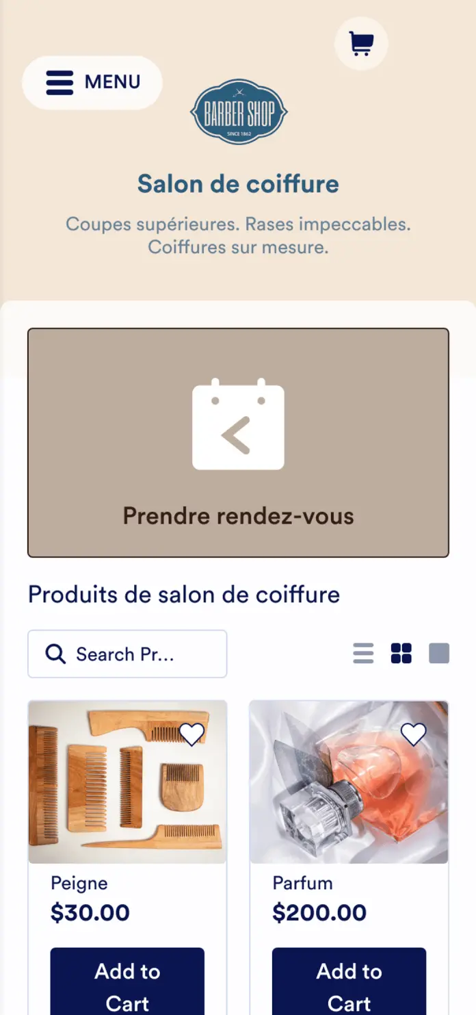 Application de salon de coiffeur