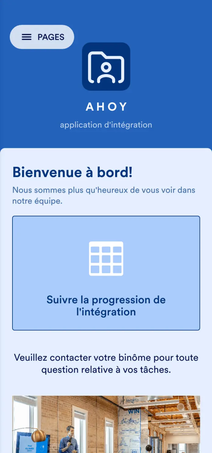 Application d'intégration des employés