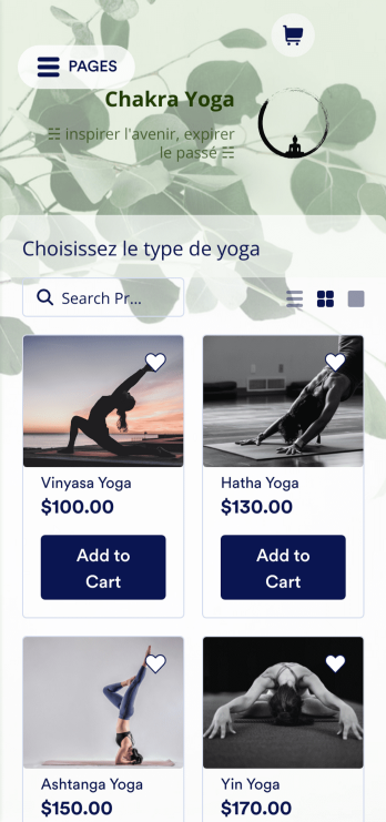 Application du studio de yoga Template