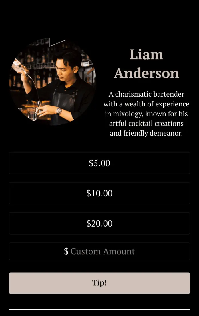 Bartender Tip App