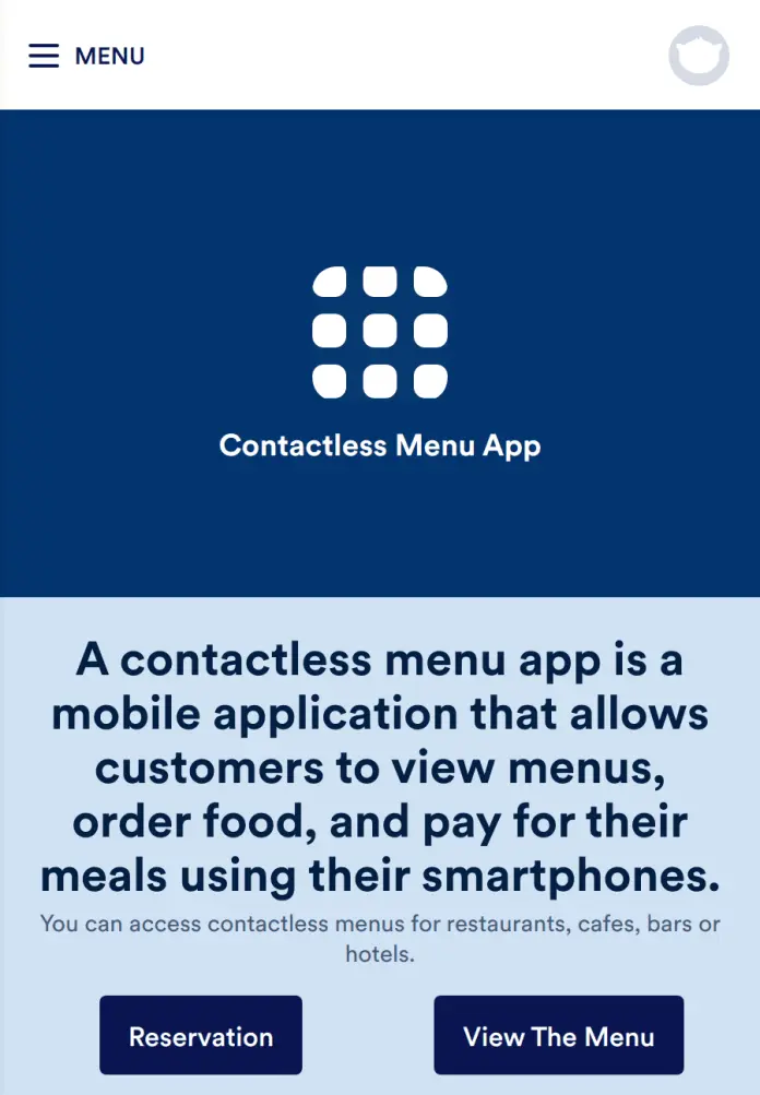 Contactless Menu App