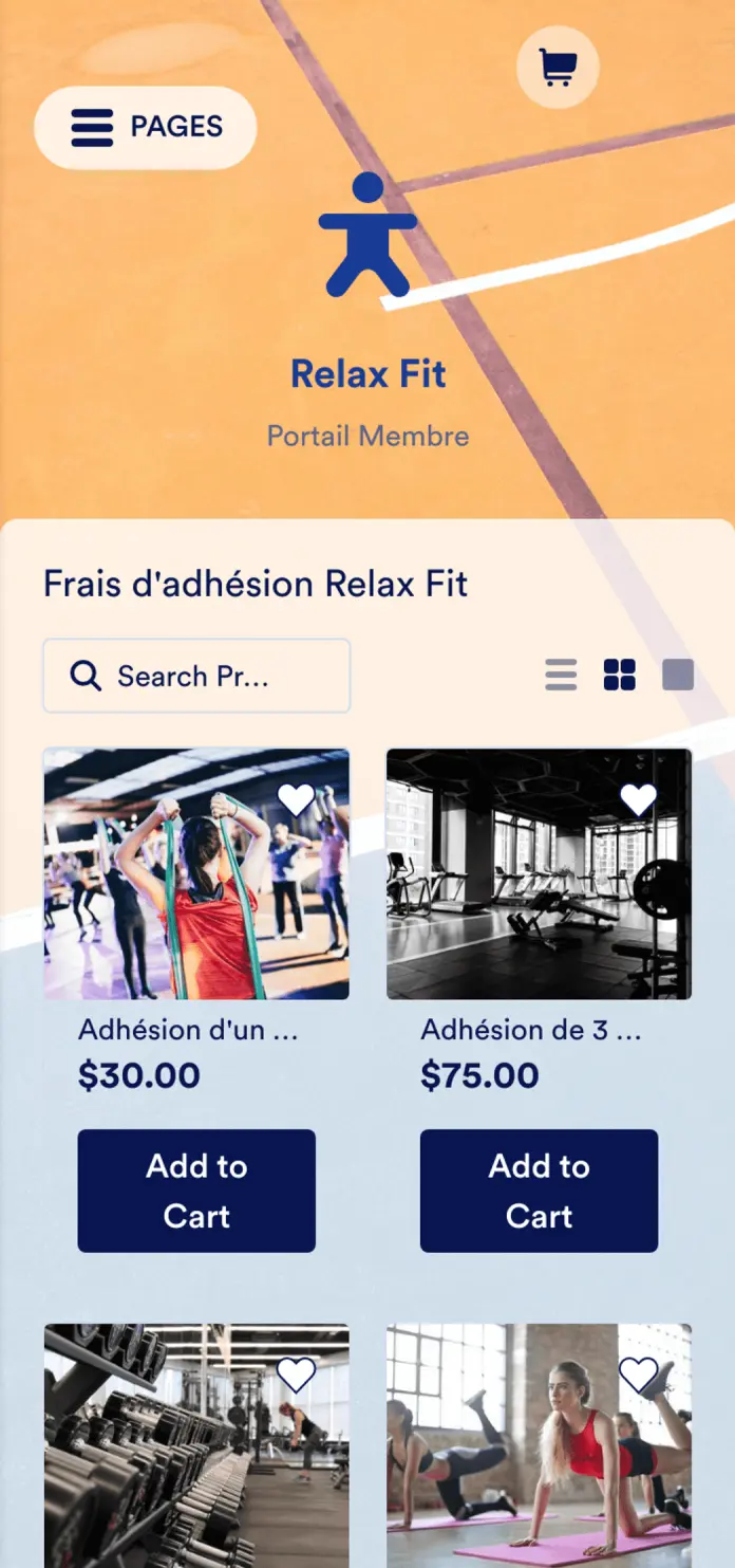 Modèle d'application de remise en forme