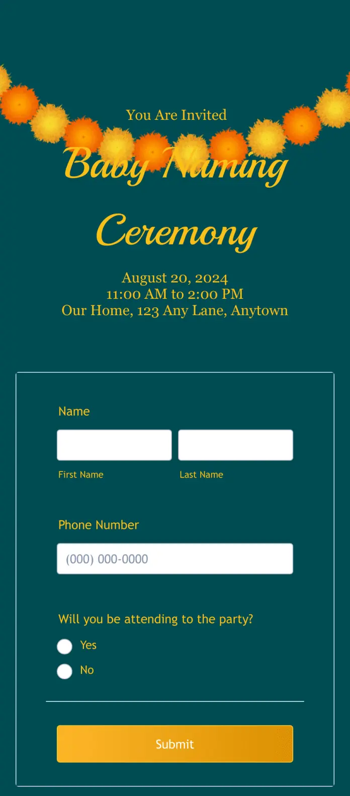 Naming Ceremony RSVP App