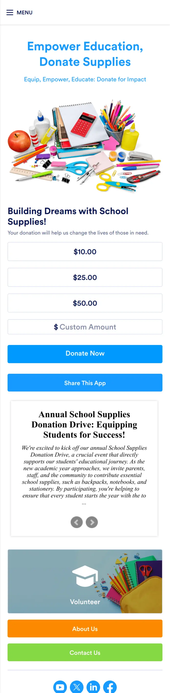 School Supplies Donation App