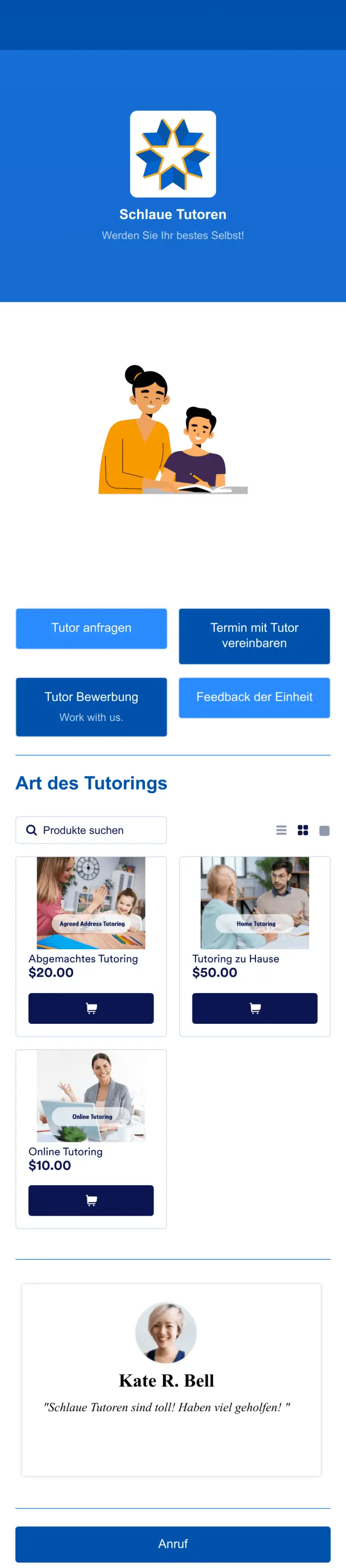 Tutoring App Vorlage