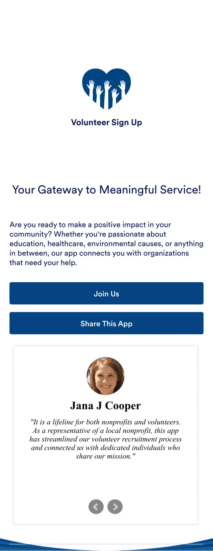 Volunteer Sign Up App