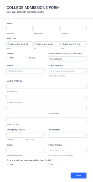 College Admission Form Template | Jotform