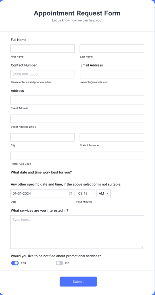 Appointment Request Form Template
