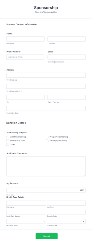 BlueSnap Sponsor Donation Form Template