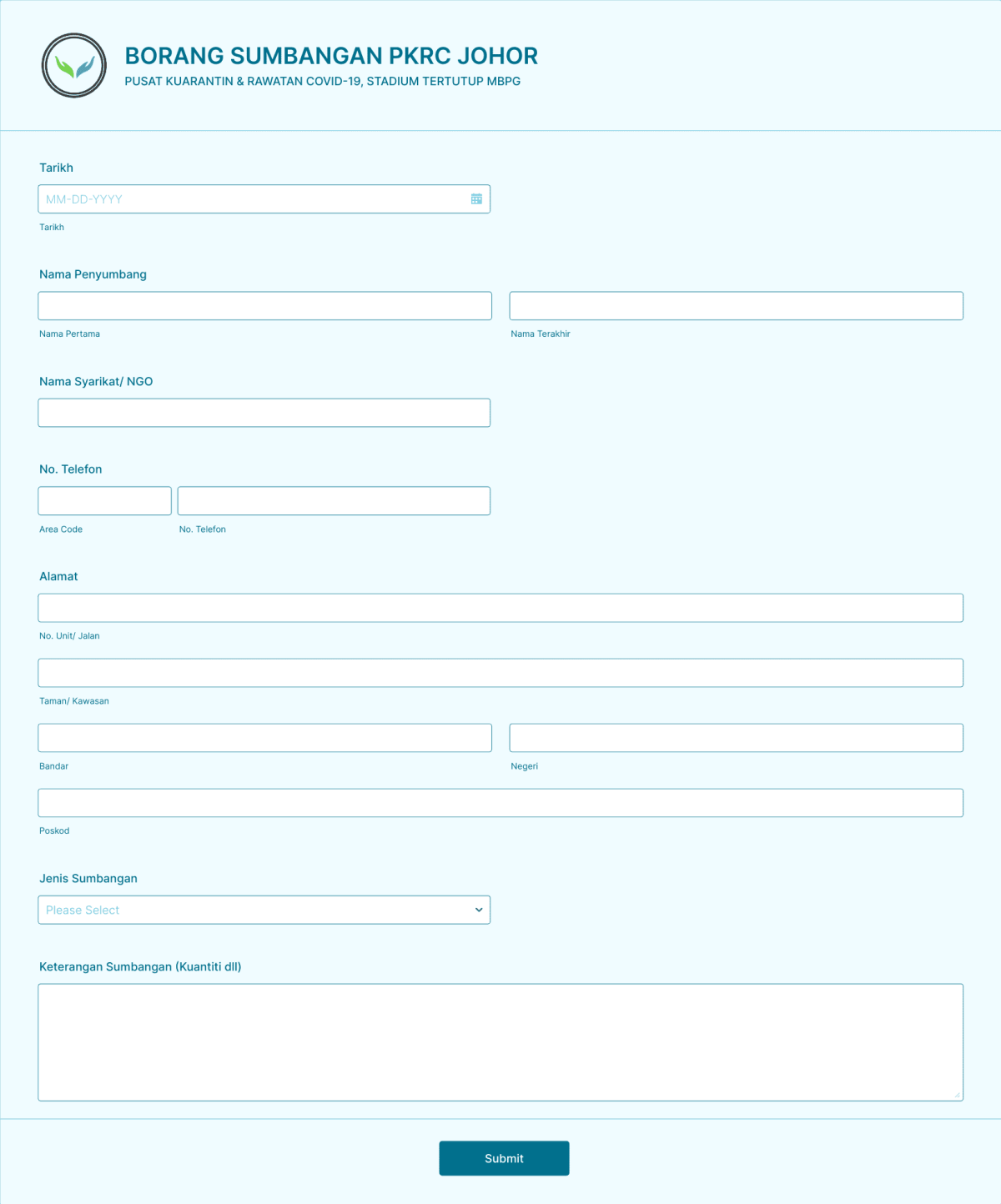 Borang Sumbangan PKRC Stadium MBPG Form Template | Jotform