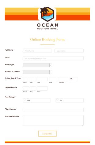 Boutique Hotel Online Booking Form Template