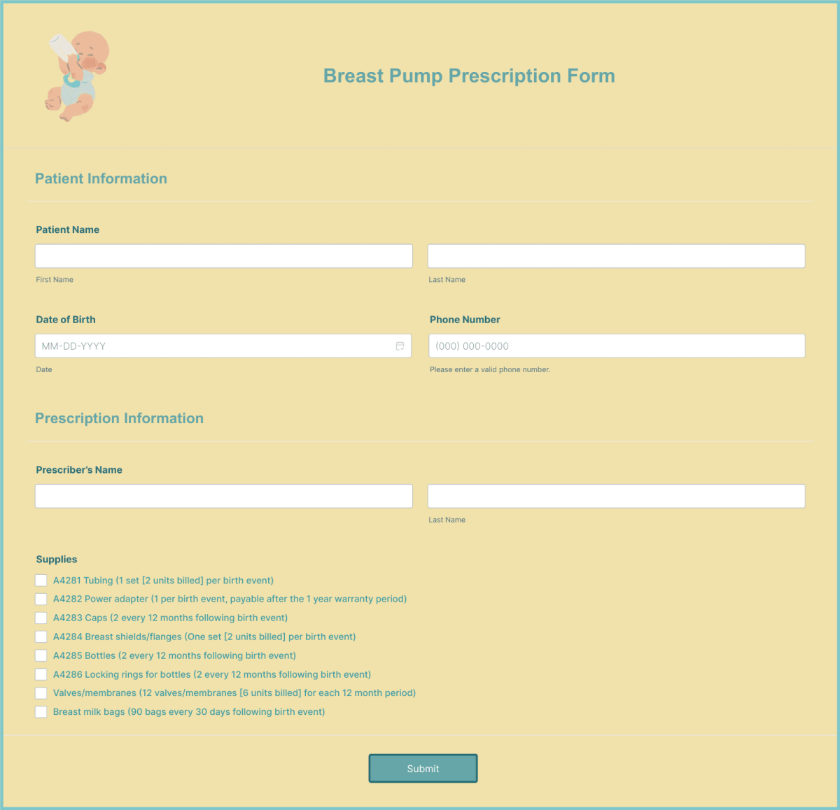 Breast Pump Prescription Form Template Jotform 