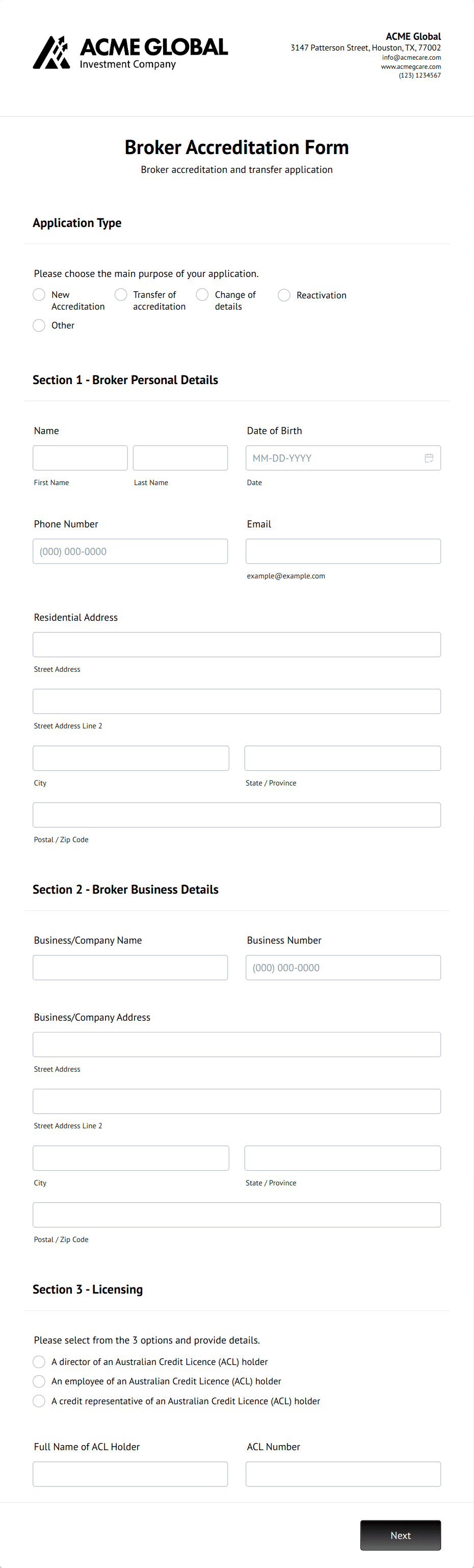 Broker Accreditation Form Template | Jotform