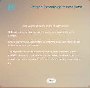 Church Directory Form Template