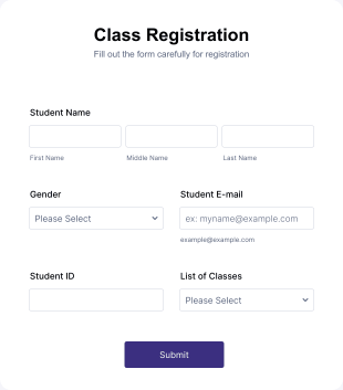 Class Registration Form Template