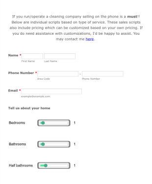 Cleaning Service Online BookingScheduling Form Template