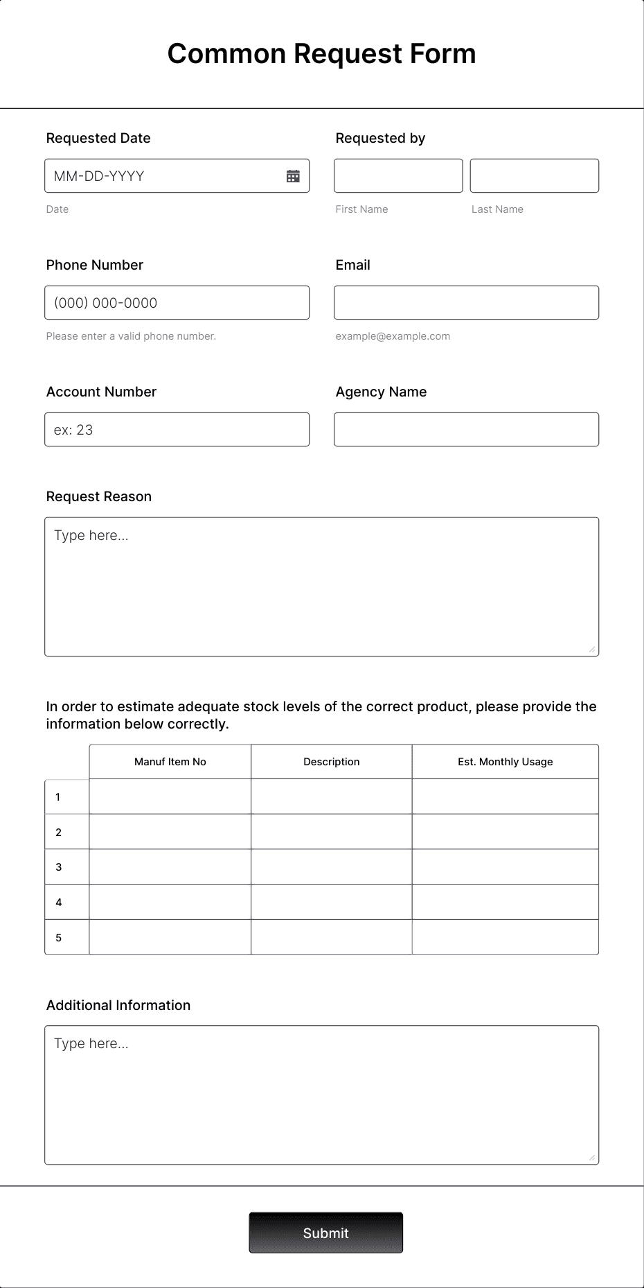 Common Request Form Template | Jotform