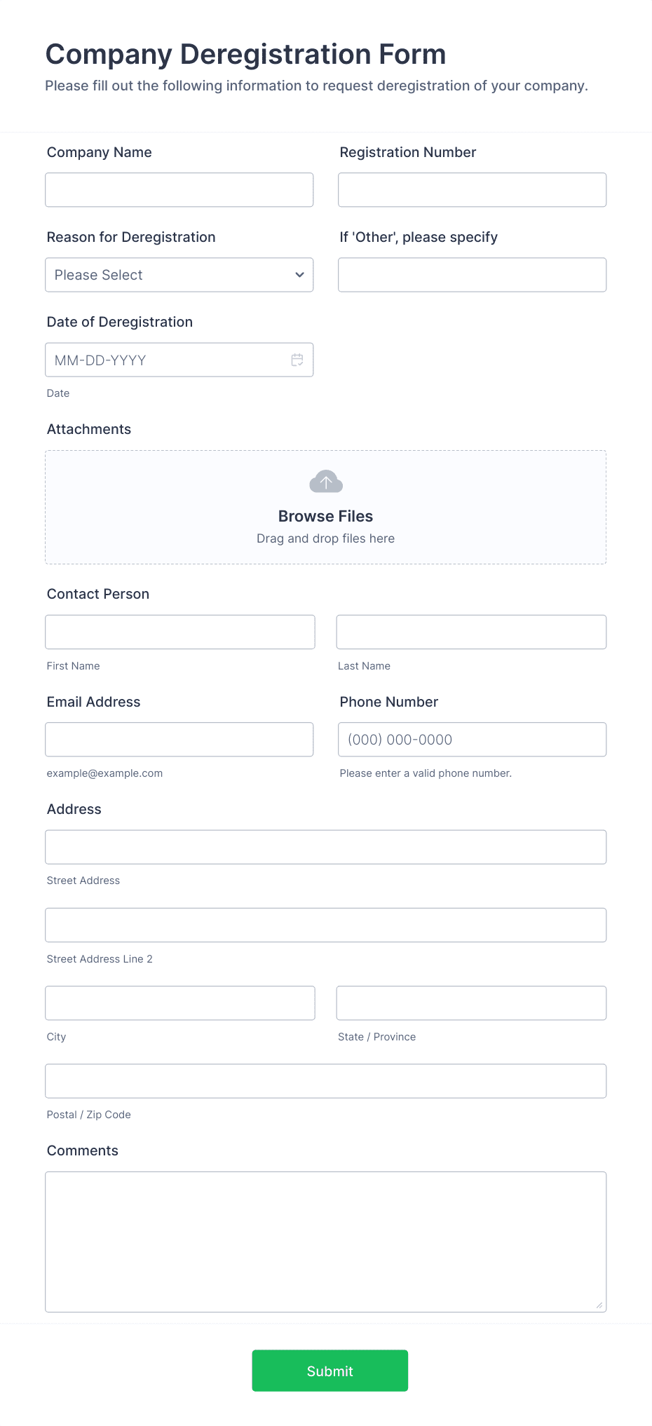 Company Deregistration Form Template | Jotform