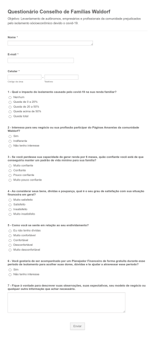 COVID 19 Business Survey In Portuguese Form Template