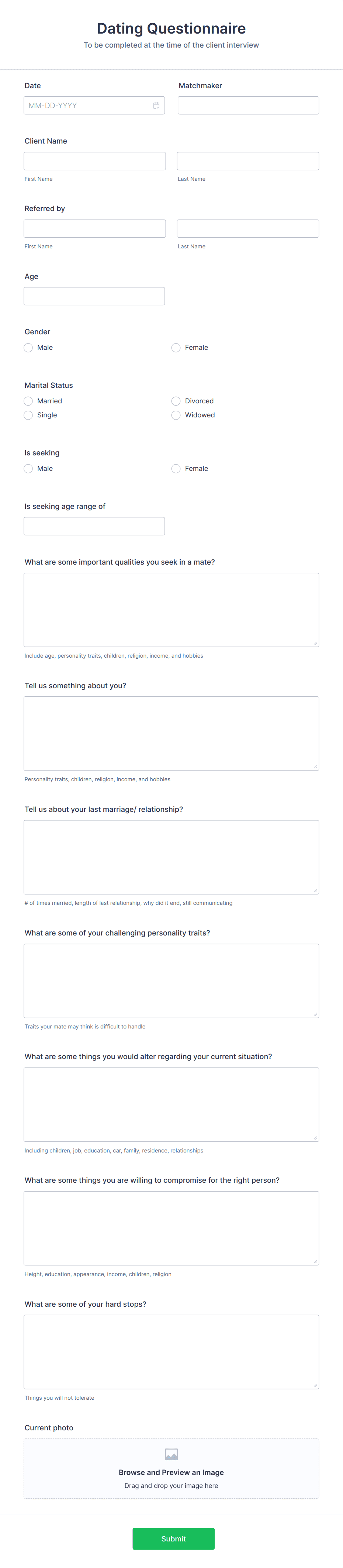 Dating Questionnaire Form Template | Jotform