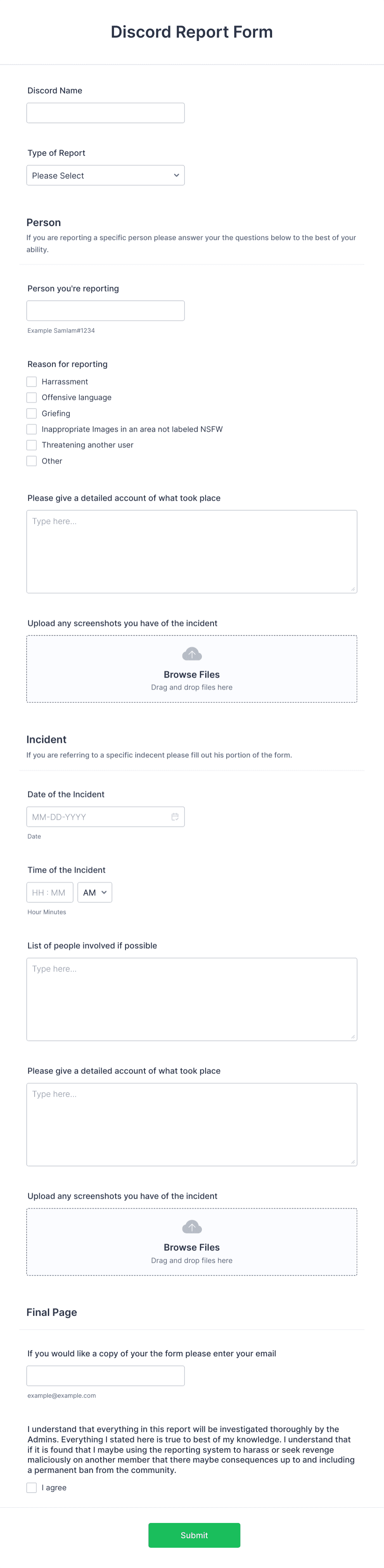 Discord Report Form Template | Jotform