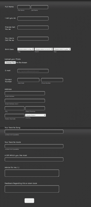 E Slam Book Form Template