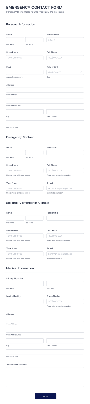 Emergency Contact Form Template