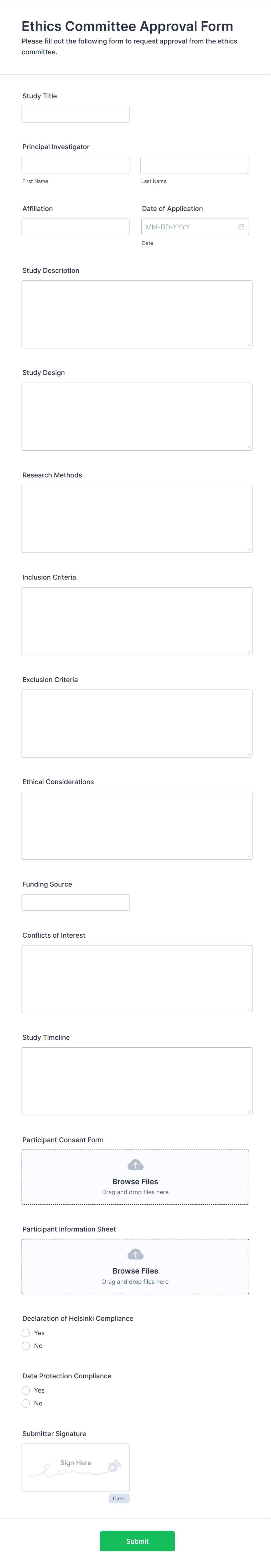 Ethics Committee Approval Form Template | Jotform