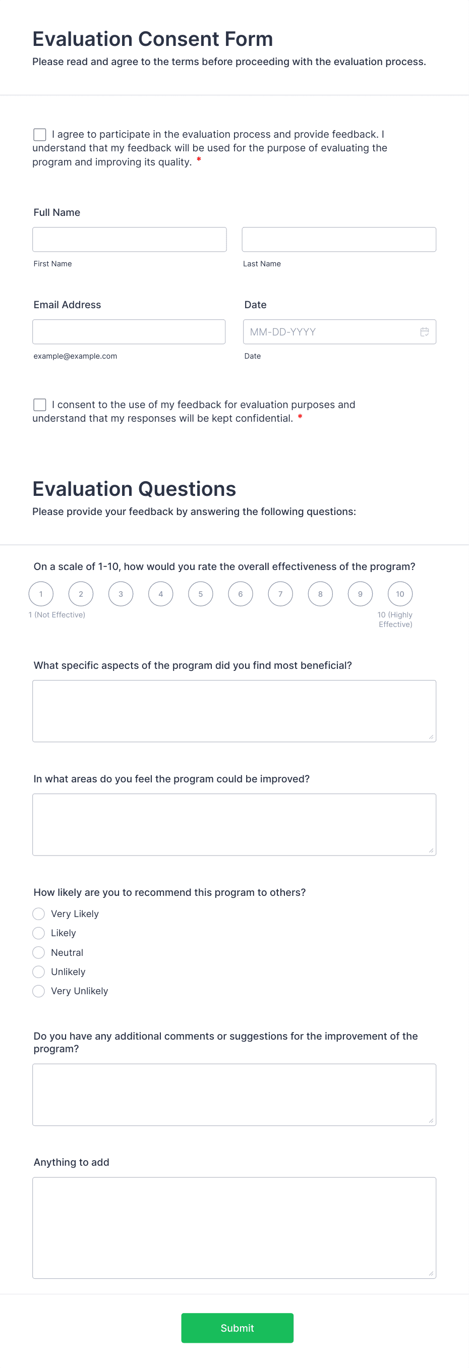 Evaluation Consent Form Template Jotform