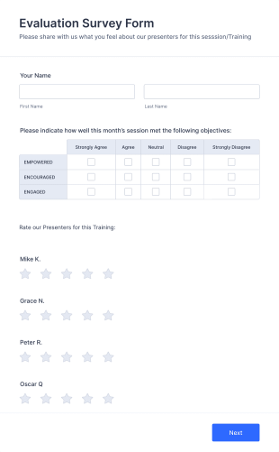 Evaluation Survey Form Template