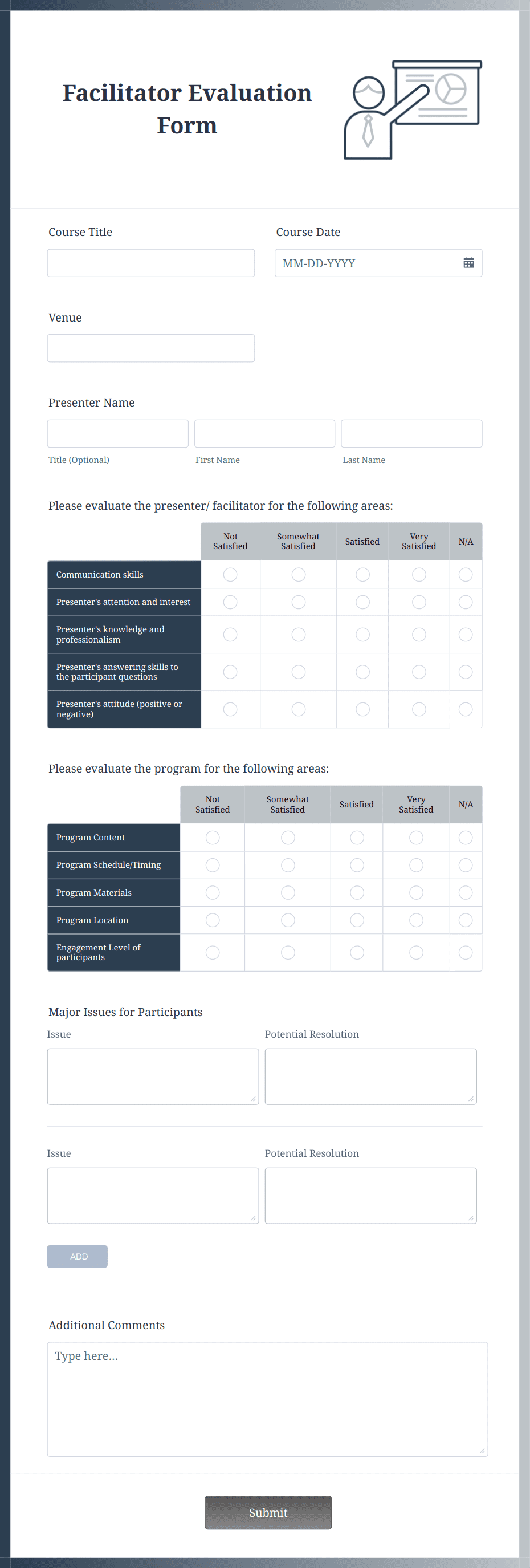 Facilitator Evaluation Form Template | Jotform