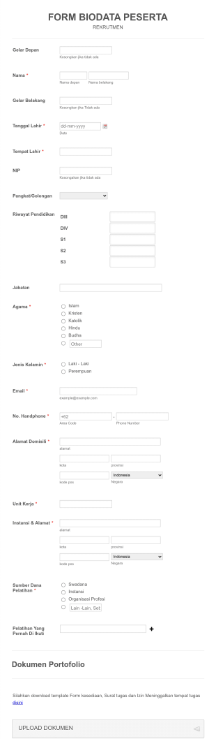 Form Biodata Rekrutmen Form Template