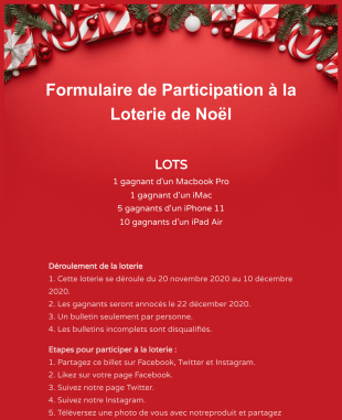 Formulaire De Participation à La Loterie De Noël Form Template