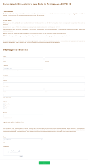 Formulário De Consentimento Para Teste De Anticorpos Da COVID 19 Form Template