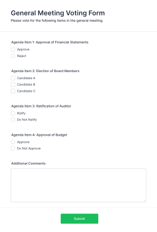 General Meeting Voting Form Template | Jotform