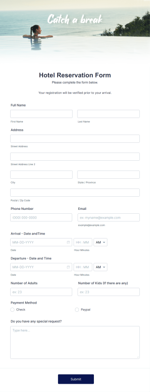 Hotel Reservation Form Template