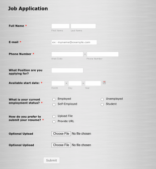 Quick And Easy Job Application Form Template