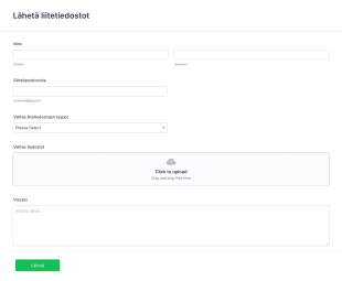 Lähetä Liitetiedostot Lomake Form Template