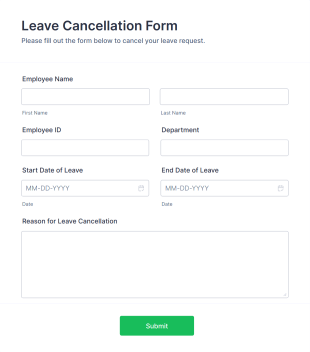 Leave Cancellation Form Template