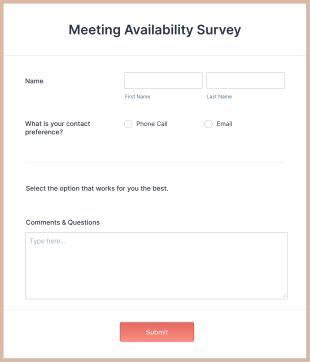 Meeting Availability Survey Form Template