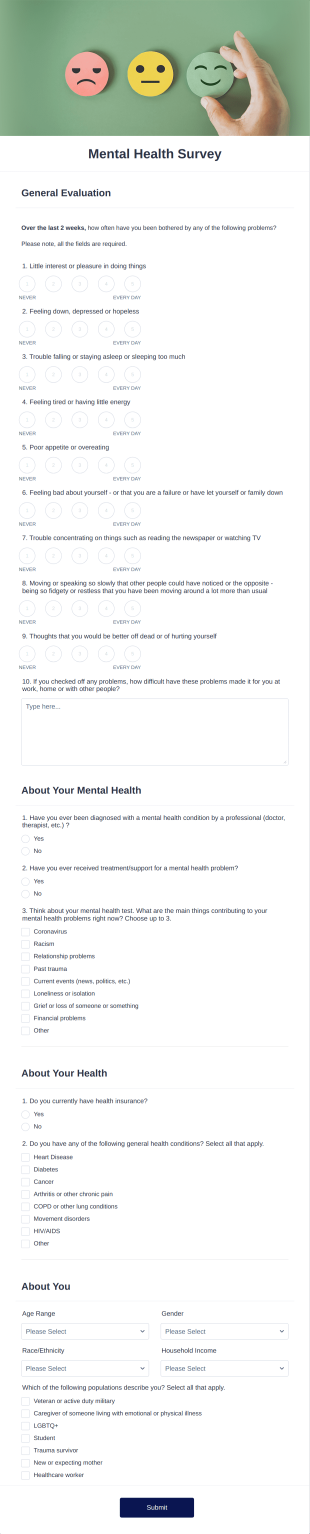 Mental Health Survey Form Template