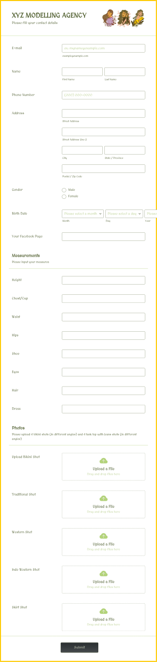 Model Application Form Template