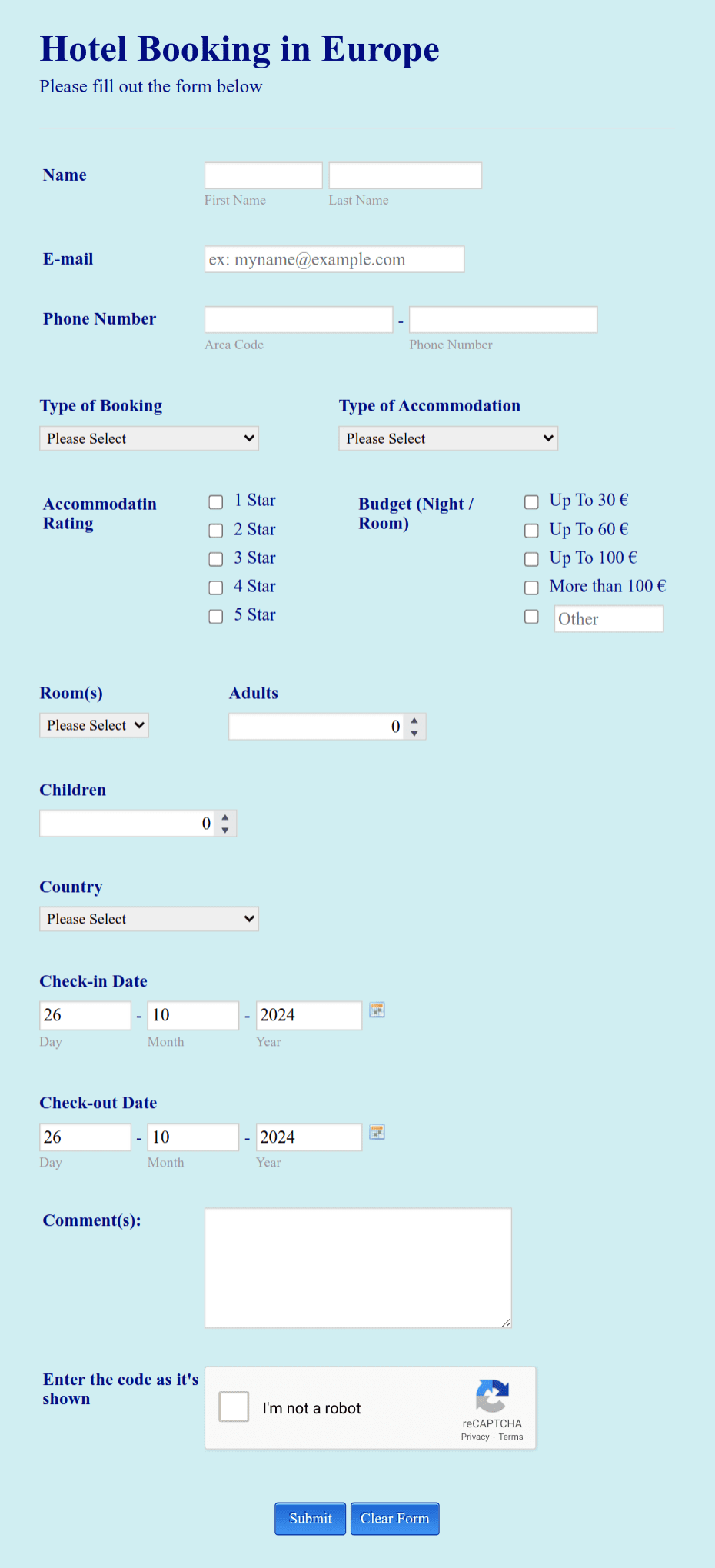 Motel Booking Form Template | Jotform