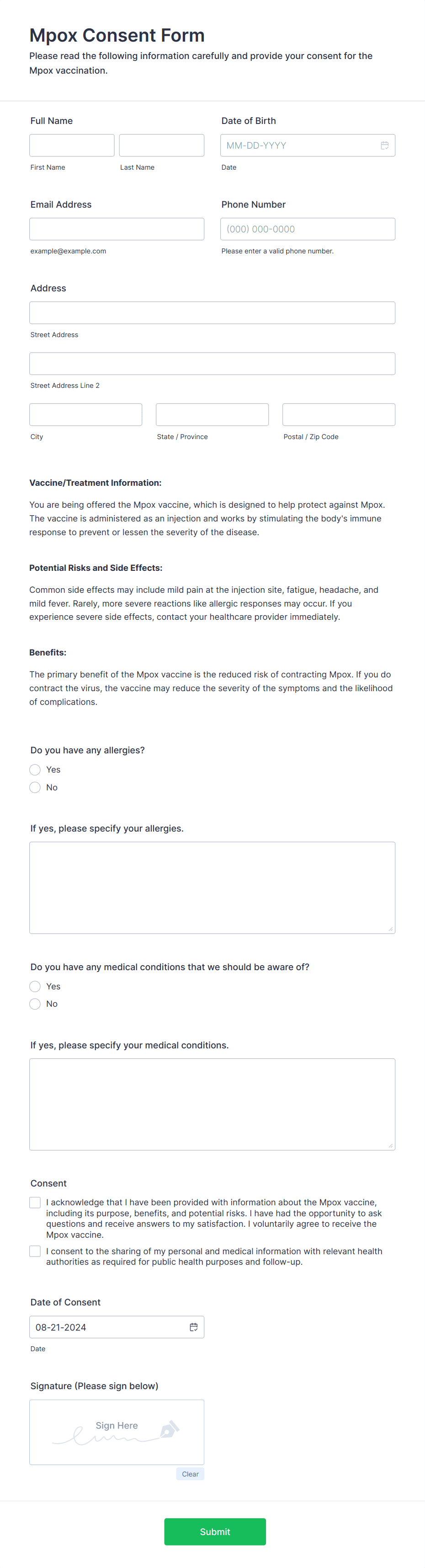 Mpox Consent Form Template 