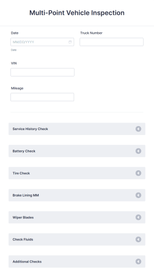 Multi Point Vehicle Inspection Form Template