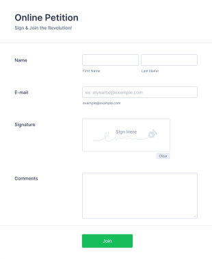 Online Petition Form With E Signature Form Template