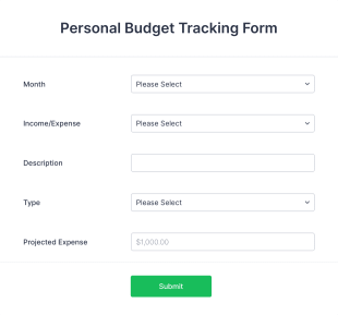 Personal Budget Tracking Form Template